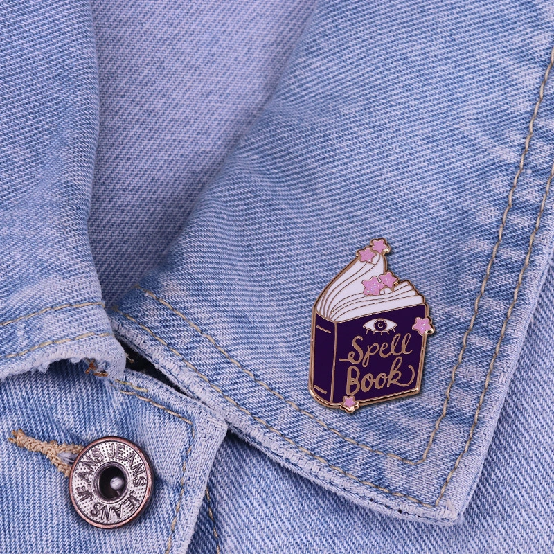 Magic Book Brooch Decorated With Shining Stars