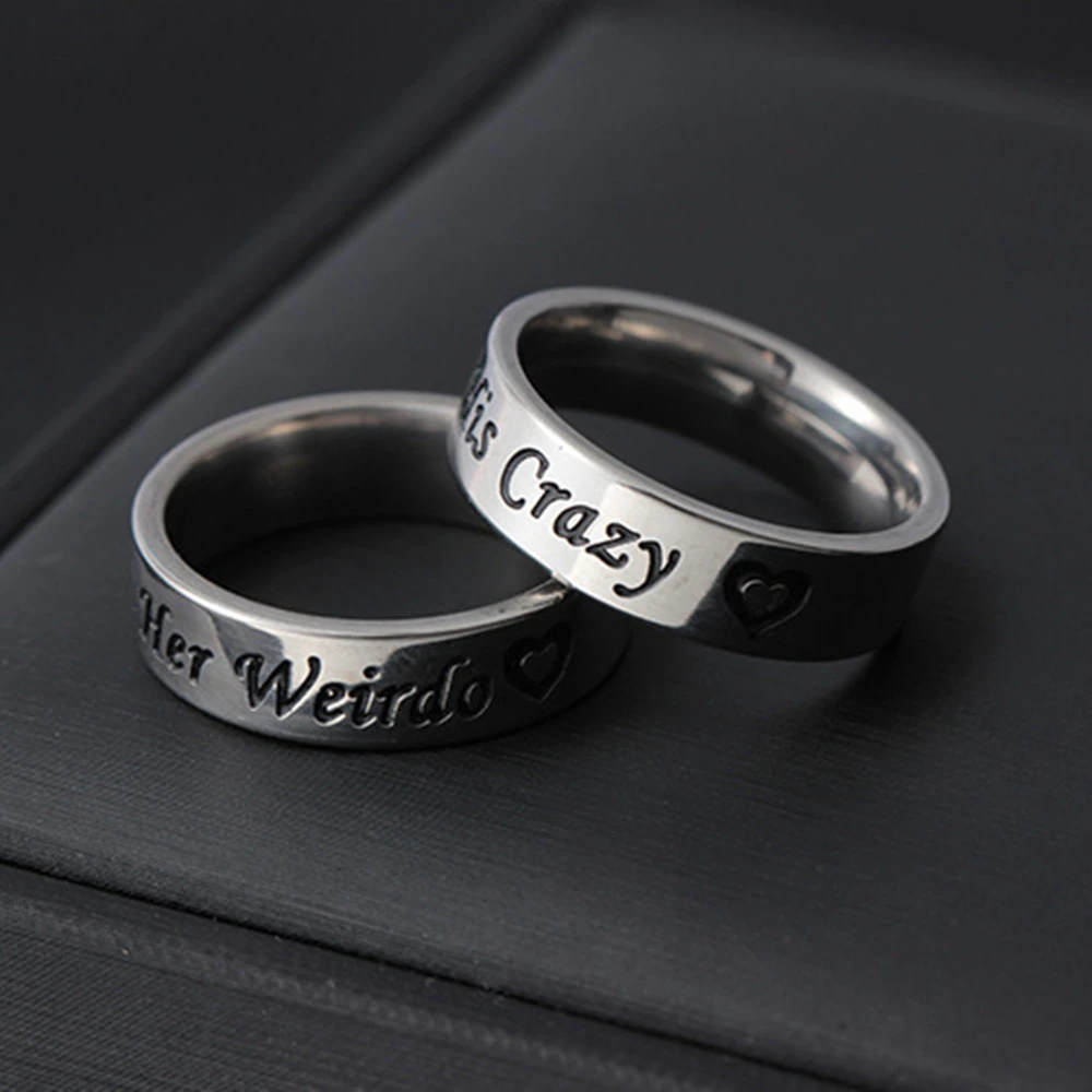 Fashion His Crazy Her Weirdo Couple Ring