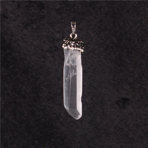 Natural Transparent White Crystal Column Pendant