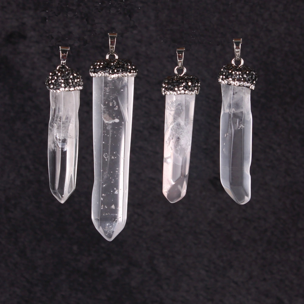 Natural Transparent White Crystal Column Pendant