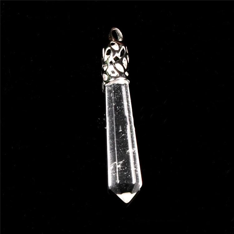 Natural Transparent White Crystal Column Pendant