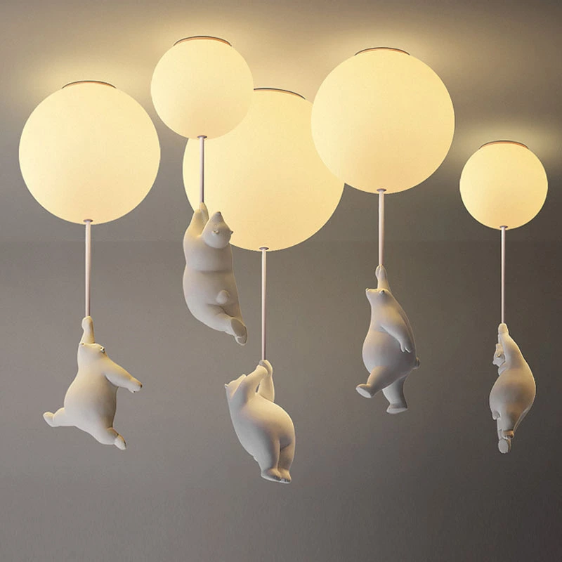 Children'S Room Balloon Lamp Cartoon Net Red Creative Aisle Balcony Restaurant Polar Bear Bedroom Ceiling Lamp