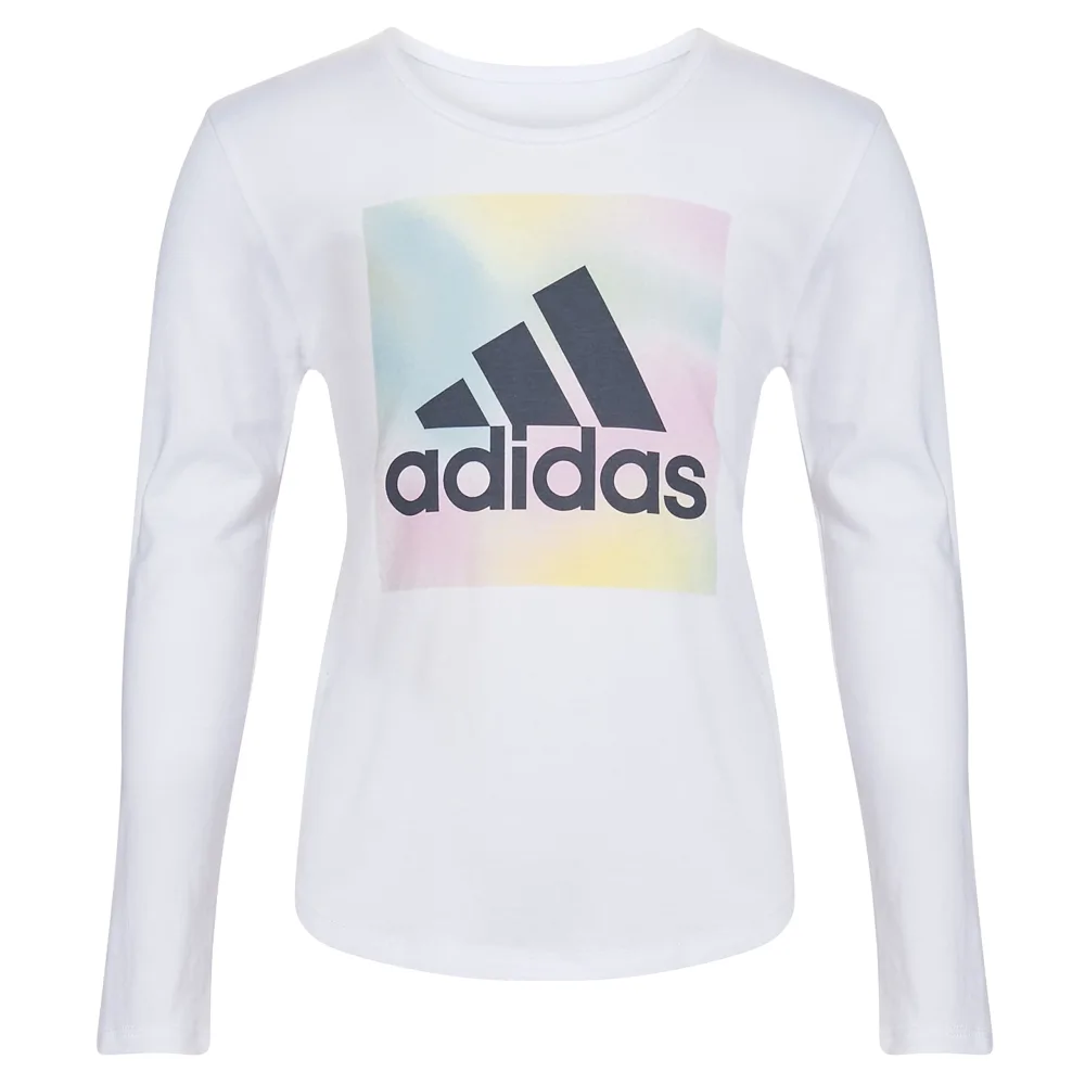 adidas Girls' Long Sleeve Cotton Crewneck Bos T-Shirt