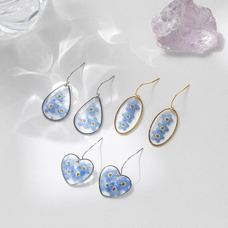 Dried Resin Water Drop Earrings