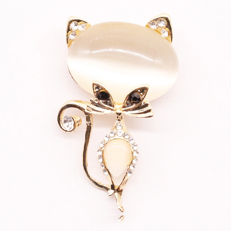 Cat Brooch Rhinestone Corsage Prom Party Costume Decoration