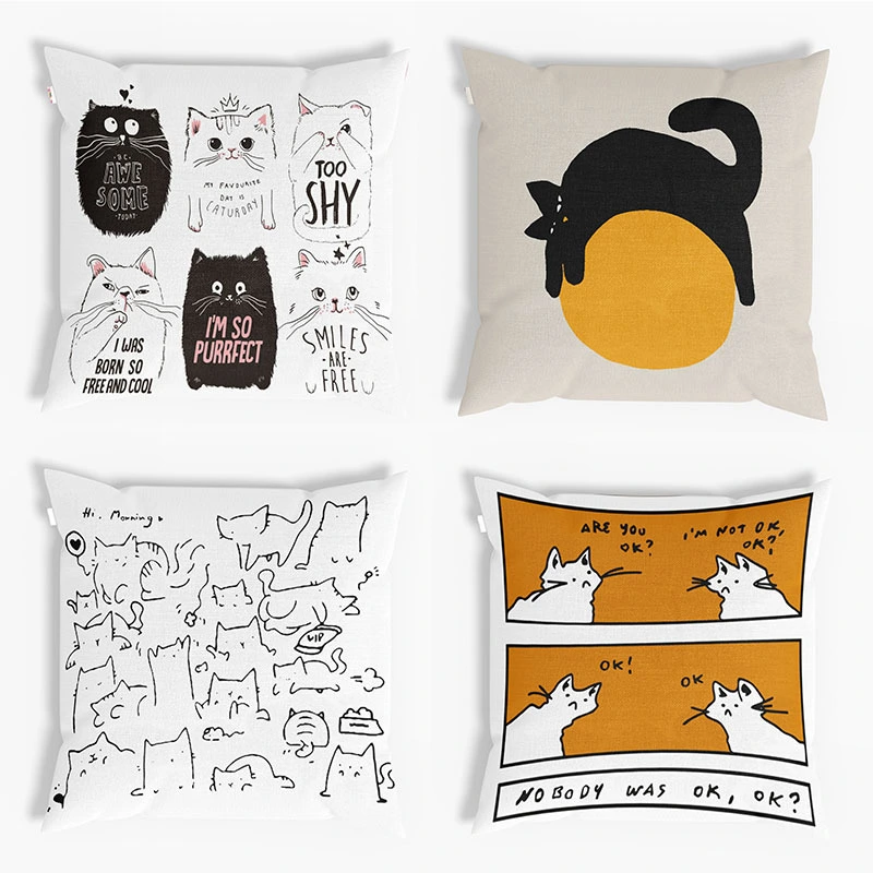 Cute Cat Pillow Girl Small Living Room Pillowcase