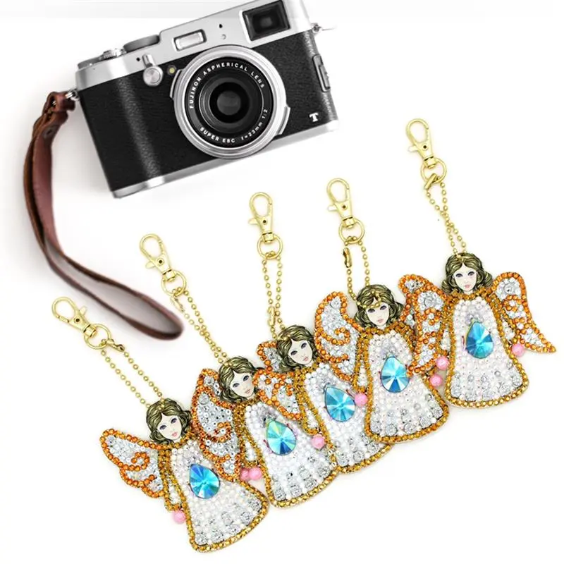 5Pcs DIY Diamond Painting Keychain Angel Pattern Diamond Embroidery