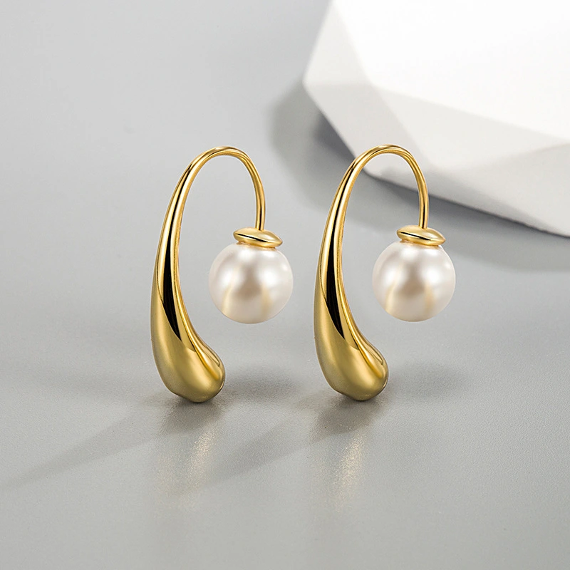 Premium Niche Design Unique Drop Pearl Ear Hooks