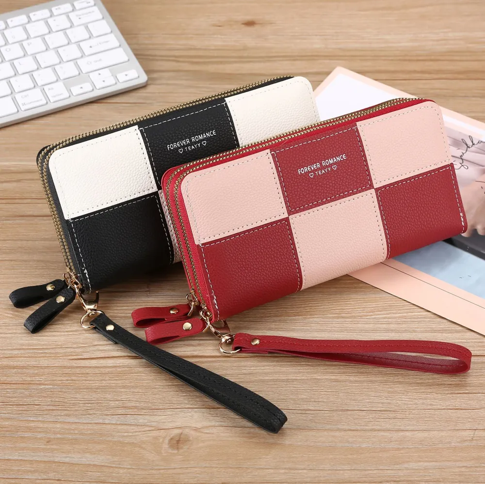 Three Color Splicing Zipper Mobile Phone Bag Wallet