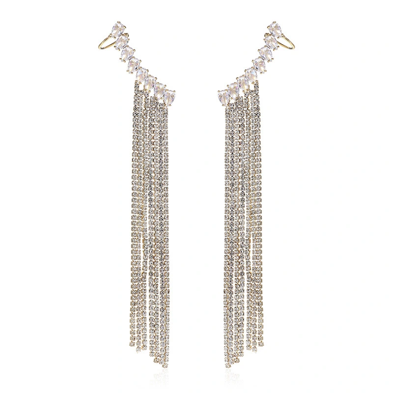 Zircon Earrings Exaggerated Tassel Earrings