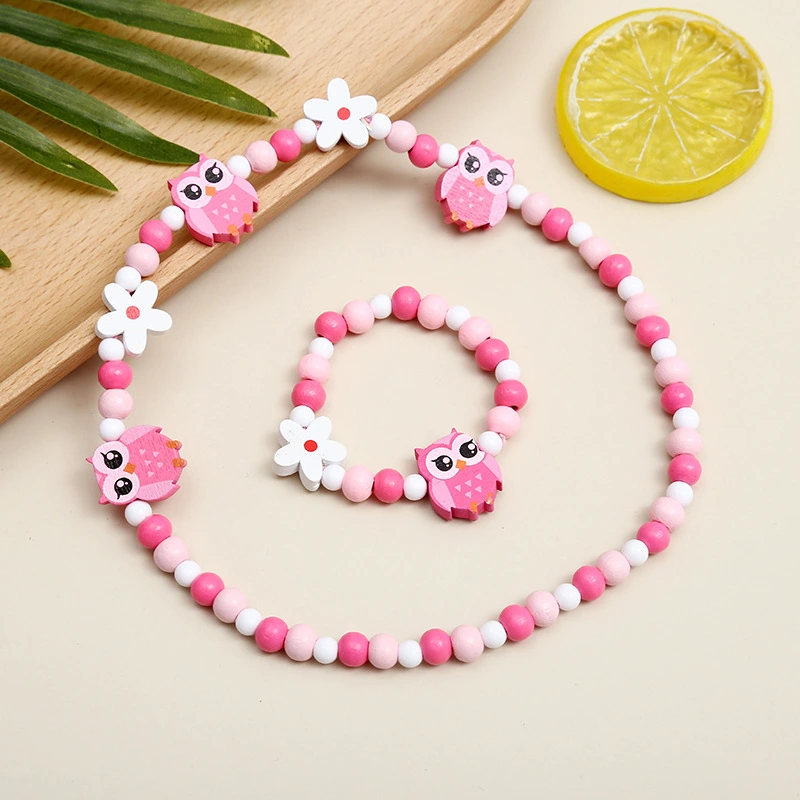 Children's Jewelry, Cartoon Animal Bracelet And Necklace Set, Colorful Bead Set