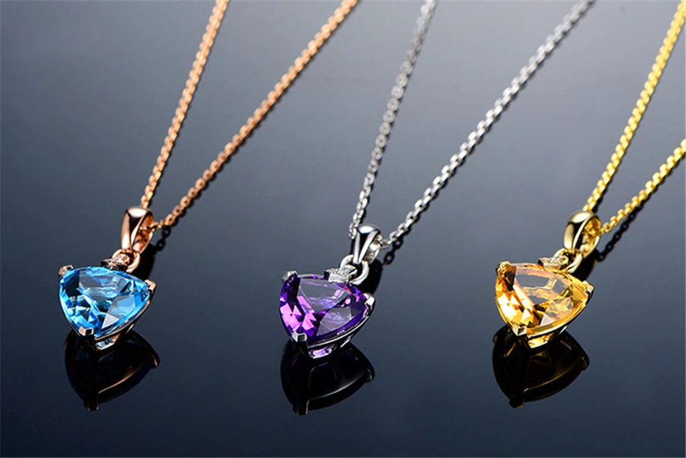 Yellow Sapphire Heart Earrings Simple Love Necklace Set