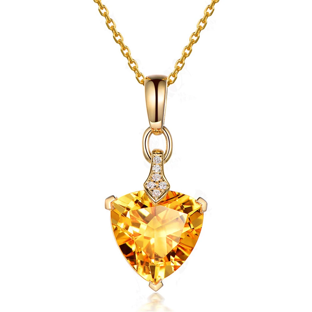 Yellow Sapphire Heart Earrings Simple Love Necklace Set