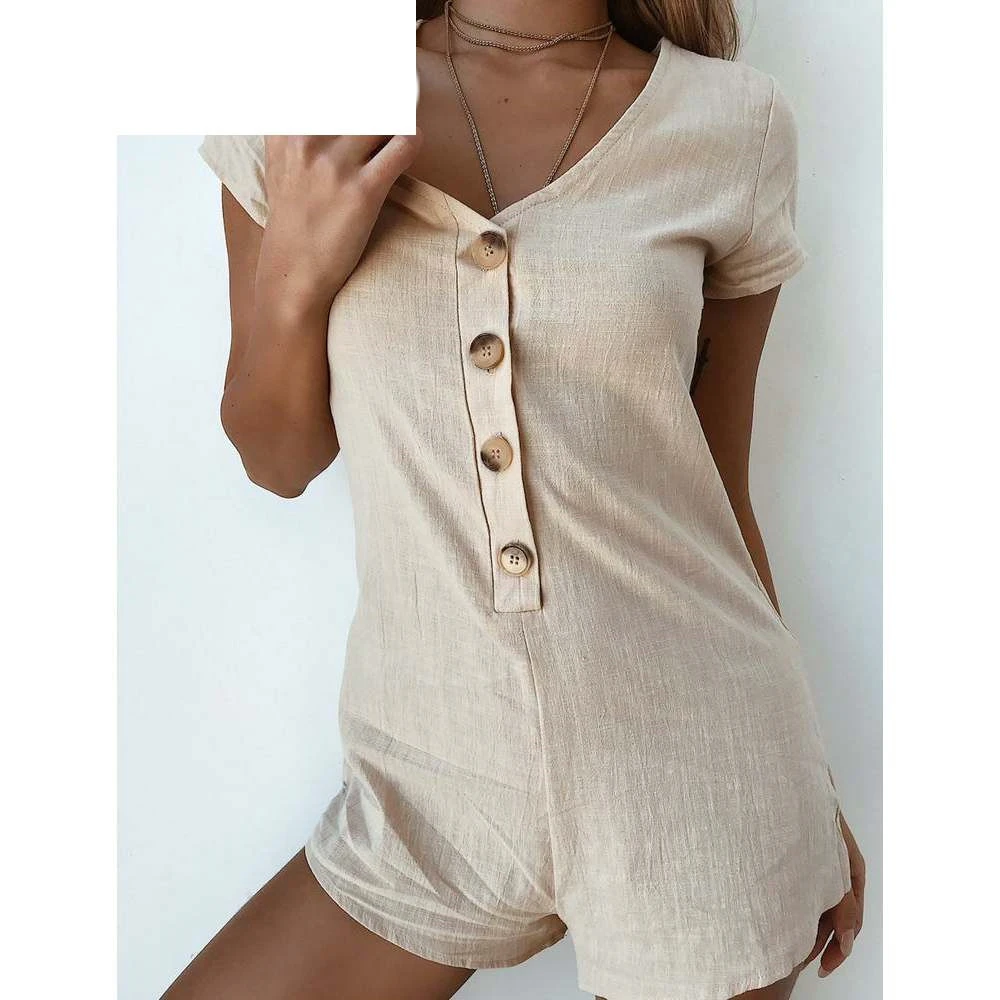 Summer Fashion Short-Sleeved Shorts Ladies Jumpsuit