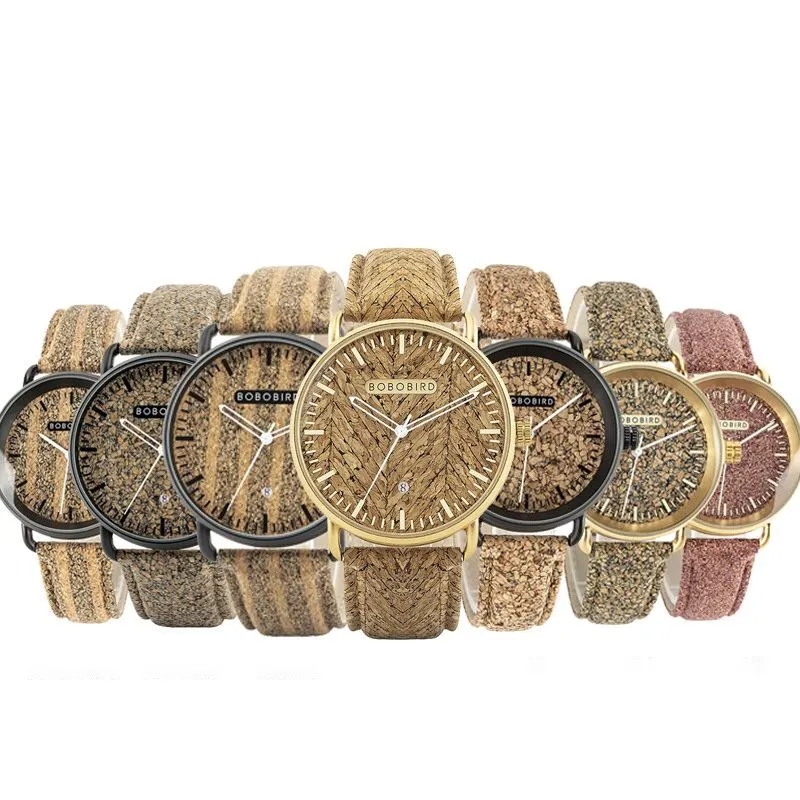 Cork Grain Couple Watch Fashion Casual Wood Grain Watch