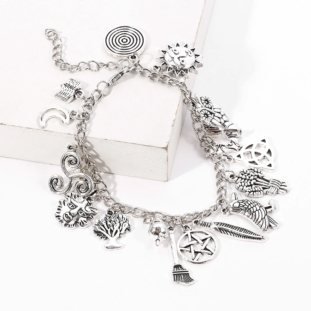 Skeleton Snowflake Stick Crystal Bead Bracelet