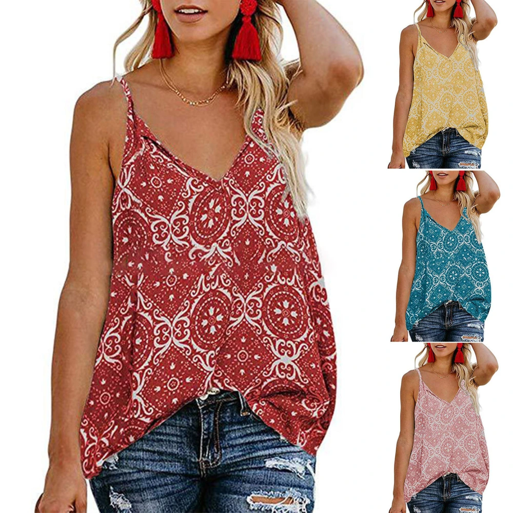 Women's Fashion Printed Suspender V-neck T-shirt