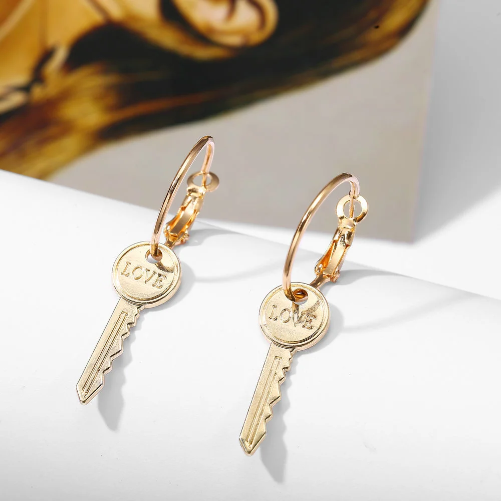 English Letter Love Key Earring