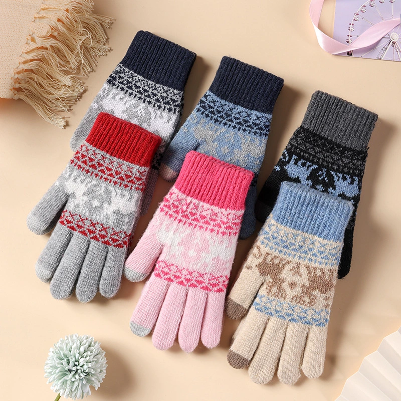 Women's Gloves Winter Warm Thickened Five-finger Riding Finger Gloves