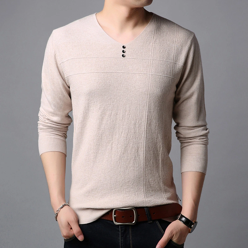 Men's New Striped Knitwear Slim V-neck Fashion Simple