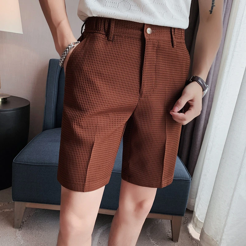 Men's Casual Shorts Waffle Fabric Slim Fit