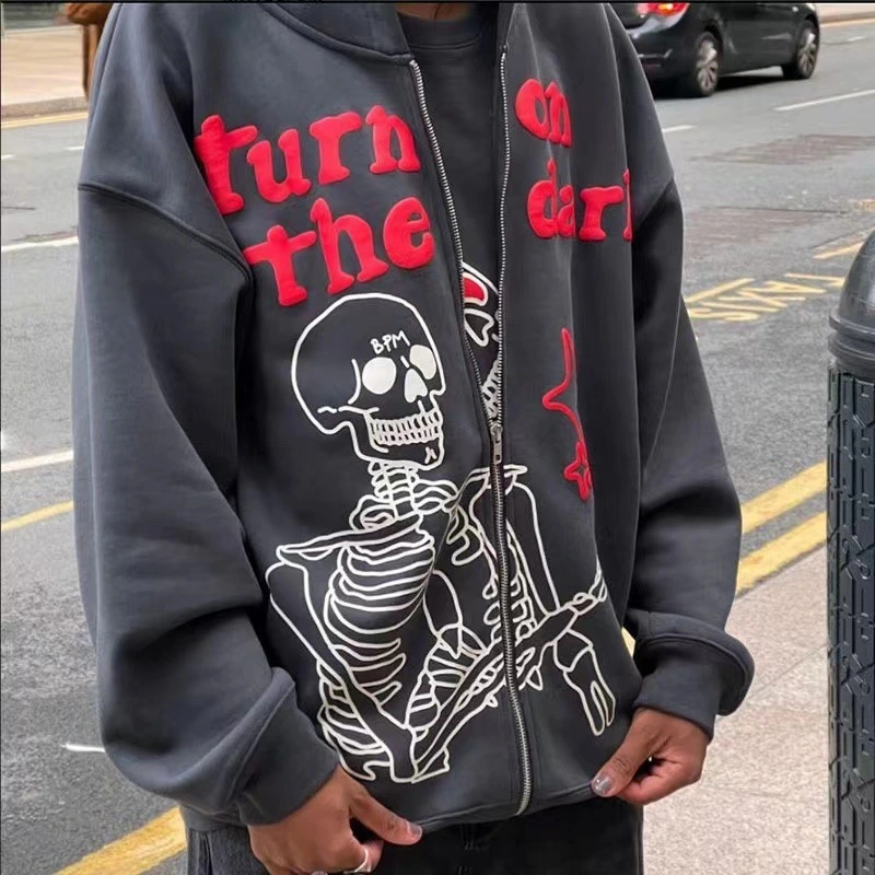 European And American Hip-hop Zipper New Hooded Sweater