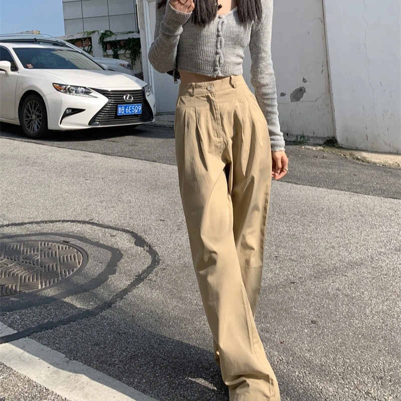 Women's Autumn Slim High-waist Wide-leg Pants Solid Color