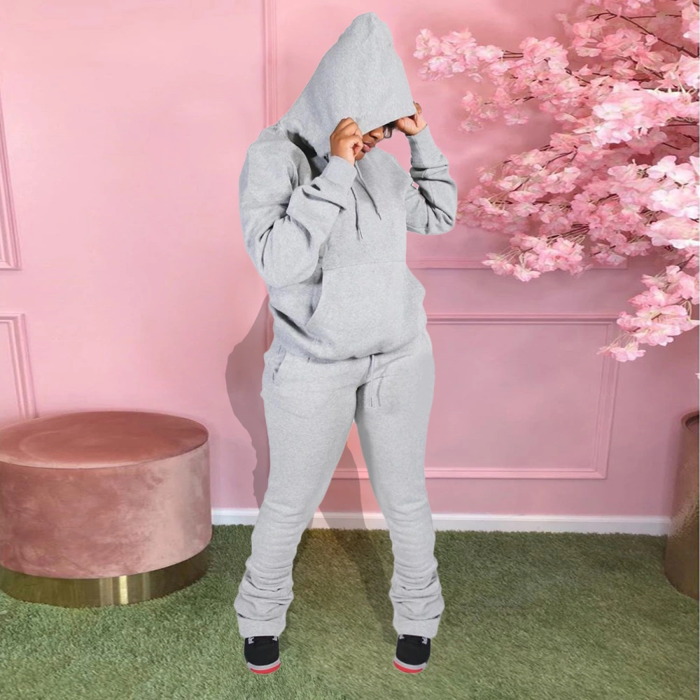 Pure Color Pleated Pants Fashion Sports Two-piece Suit