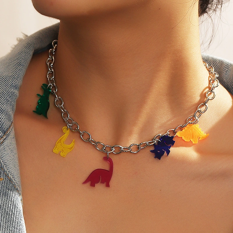 Simple Personality Chain Cute And Fun Resin Dinosaur Necklace