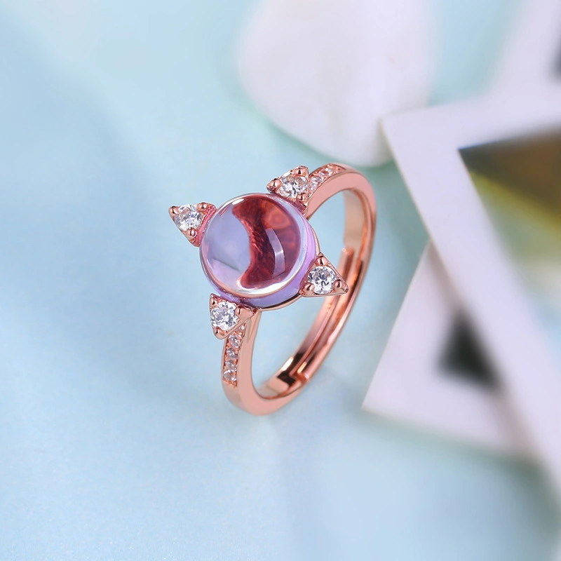 S925 Sterling Silver Amethyst Lucky Stone Ring