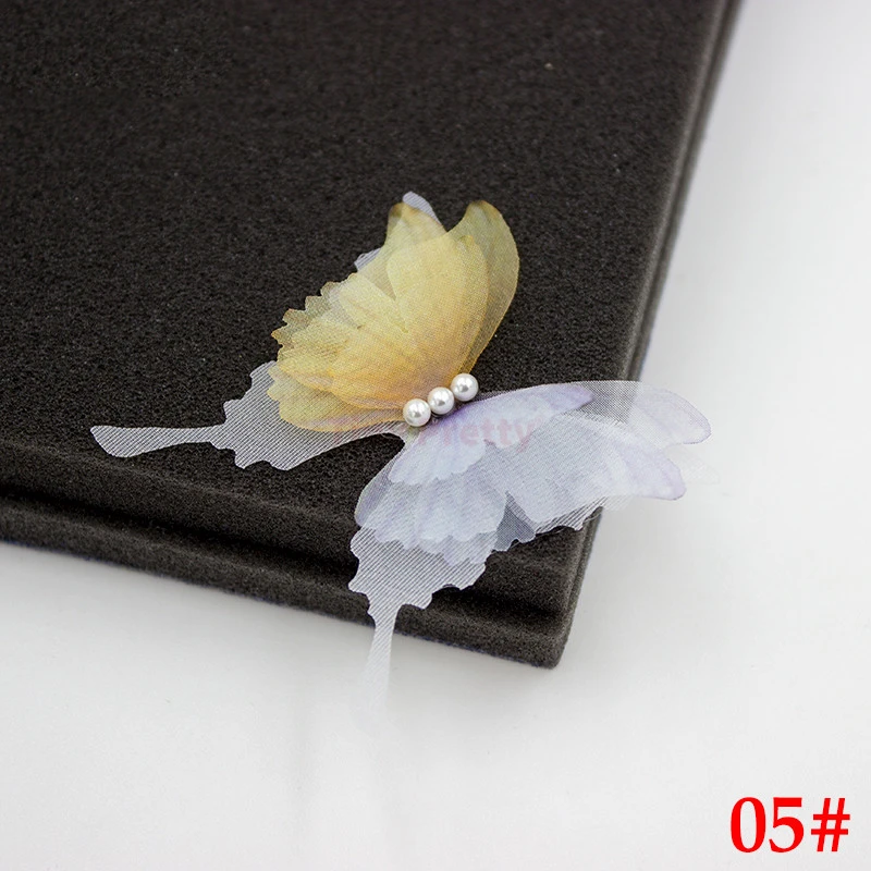 Four-layer Tulle Butterfly And Pearl 5cm Colorful Swallowtail Butterfly