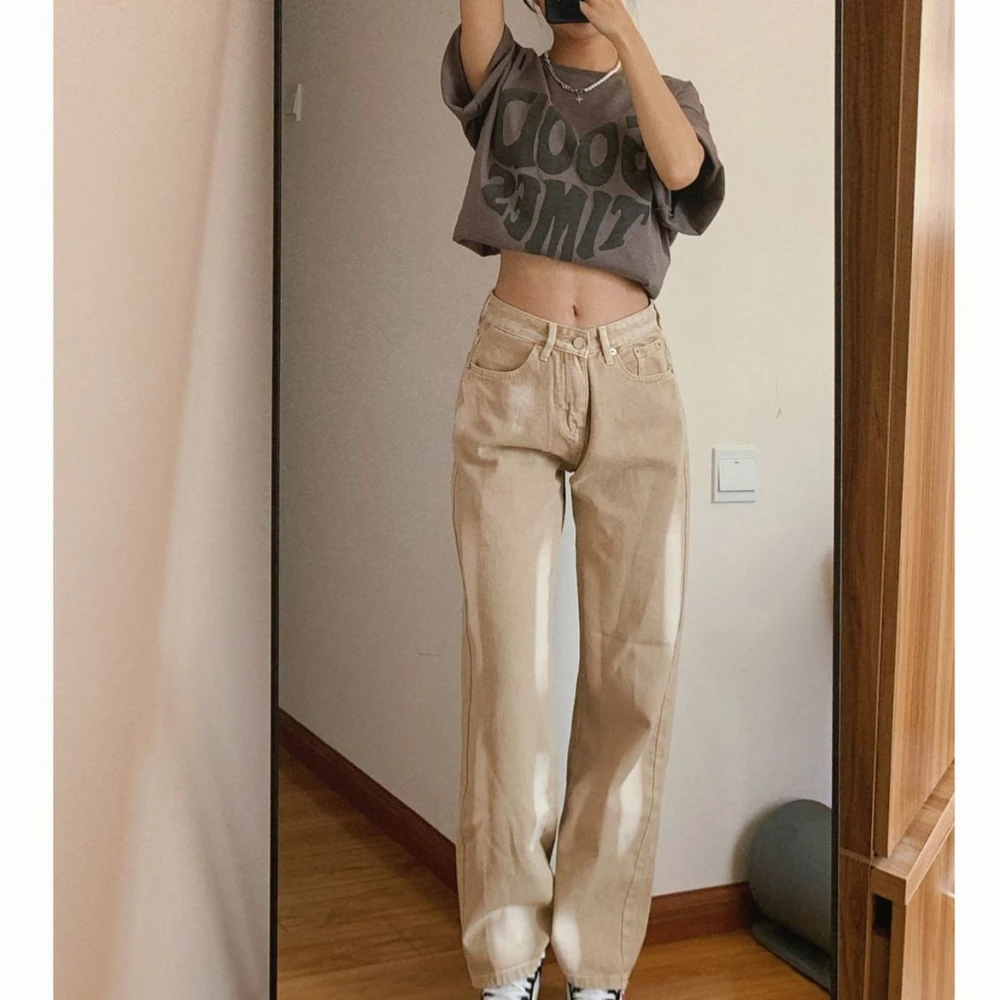 Women's High Waist Slim Loose Straight Wide Leg Pants