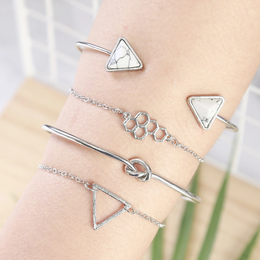 Leaf Love Triangle LOVE Bracelet Set