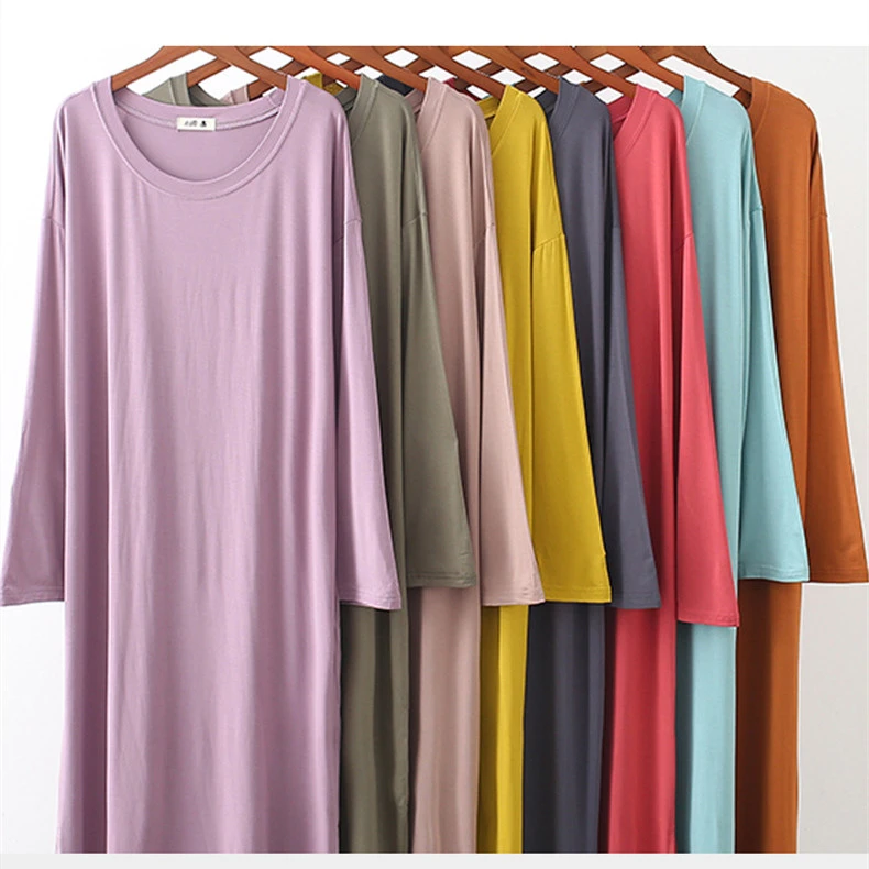 Women's Loose And Slim Long-sleeved Solid Color Dress