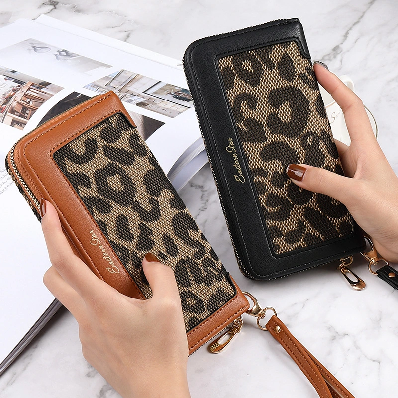 European And American Wallet Female Long Leopard Print Fashion Classic Large Capacity Zipper Multi-functional Multi-card-slot Clutch Female