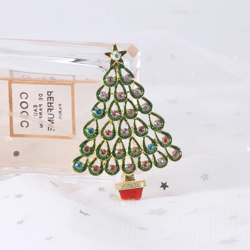 Christmas Tree Brooch Alloy Dripping Ornament