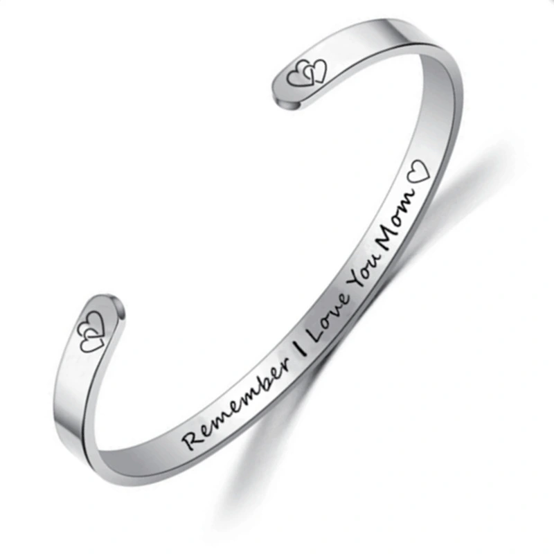 Stainless Steel C Shaped Lettering Bracelet Ring