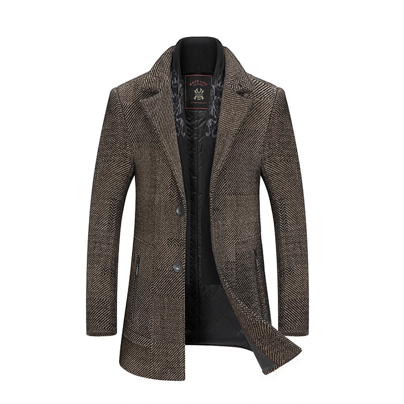 New Men's Chenille Woolen Coat With Scarf And Lapel