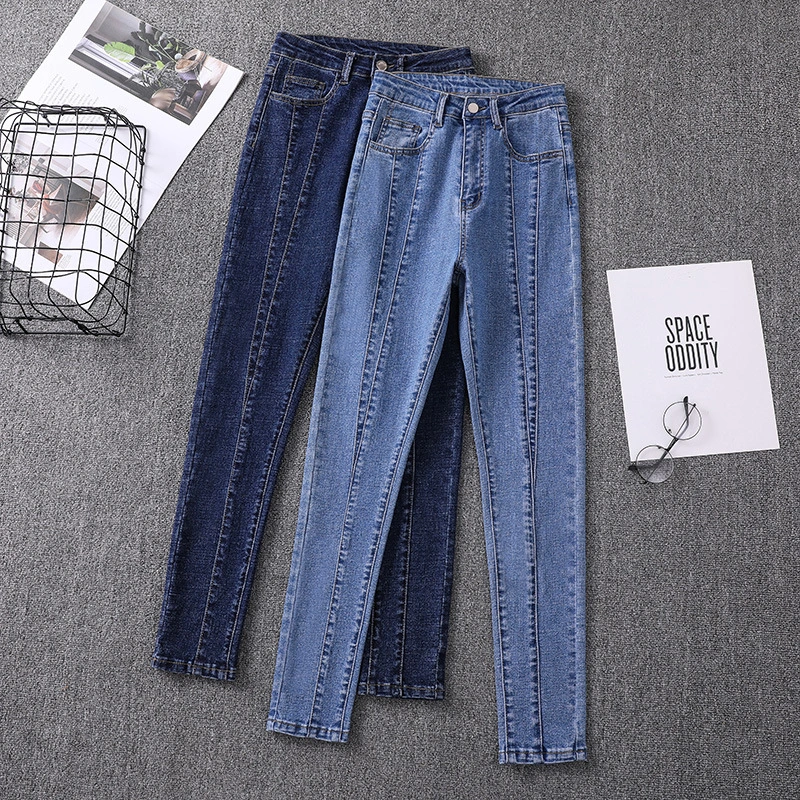 Simple Slim-fit Small-footed Denim Women's Trousers