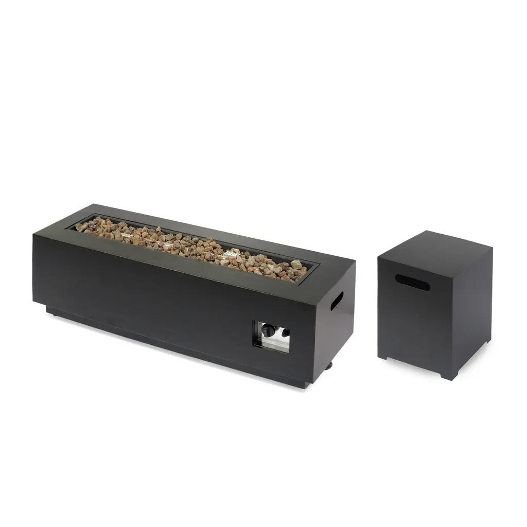 Jefferson Outdoor Rectangular Fire Pit With Tank Holder