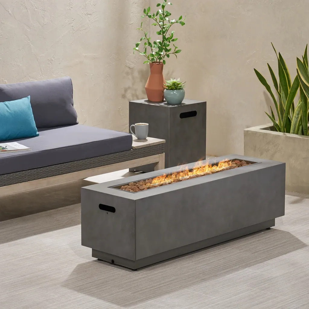 Jefferson Outdoor Rectangular Fire Pit With Tank Holder
