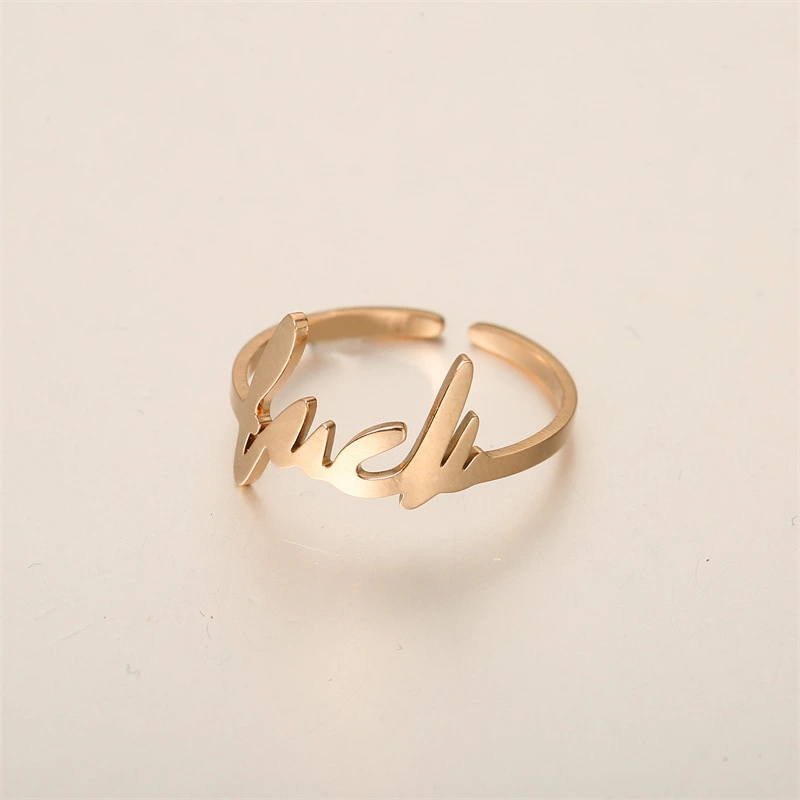 Ladies Fashion Letter Ring Titanium Steel