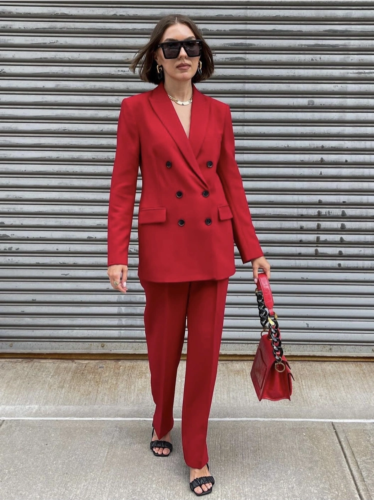 Red Suit Two-piece Suit Jacket New Year's