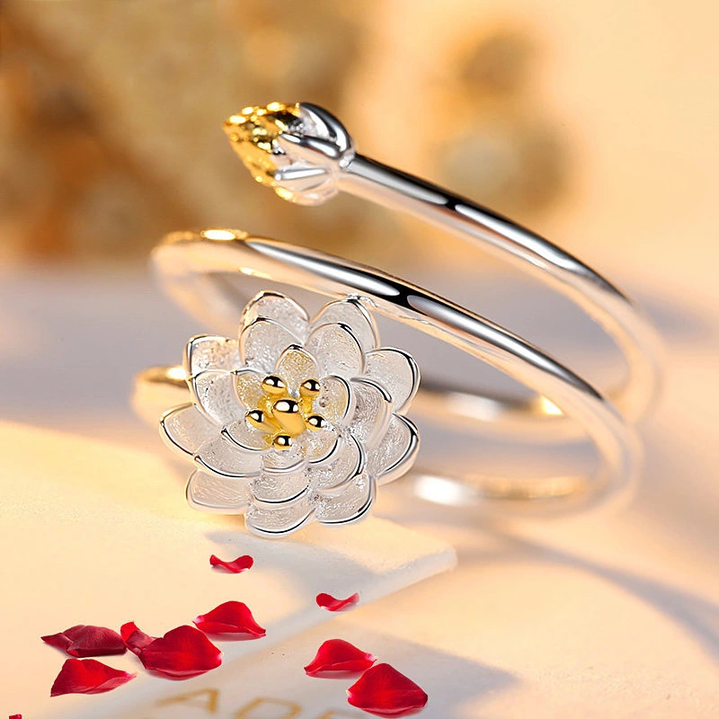 Fashion Simple And Creative Lotus Ring Female