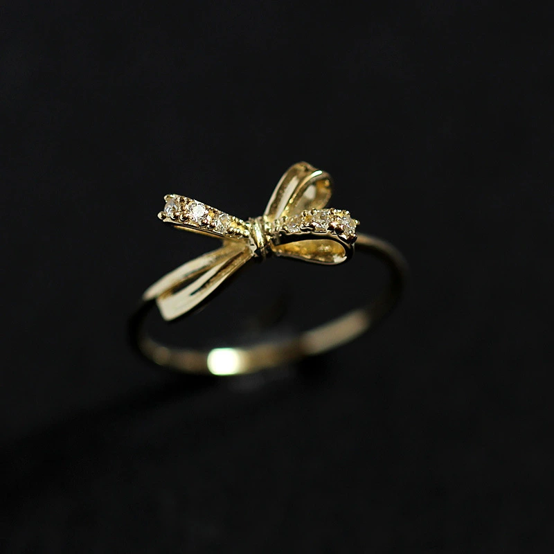 Gold Plated Bow Women's Niche Design Index Finger Ring