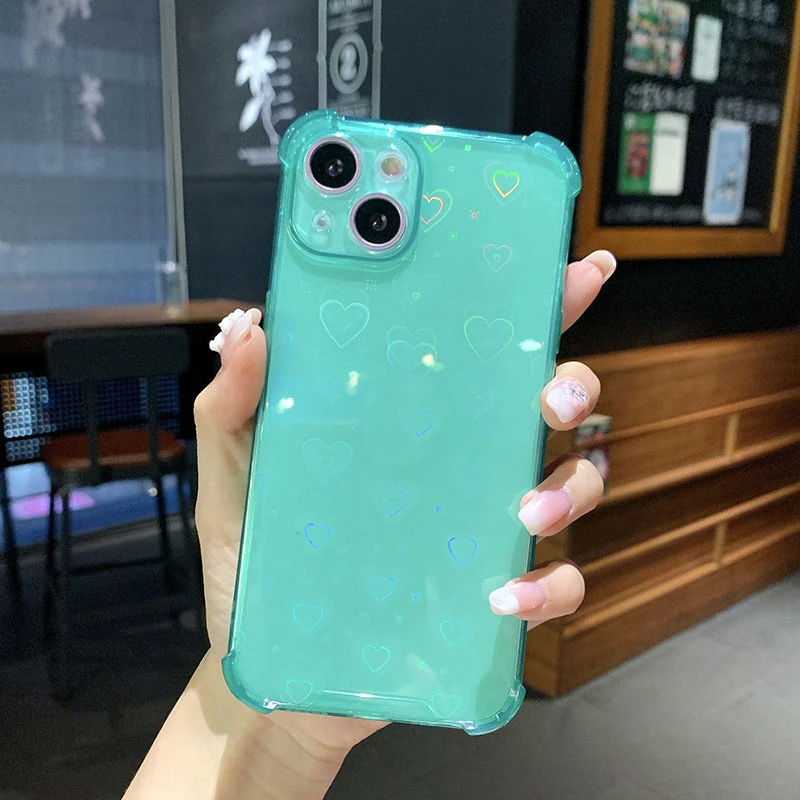 Laser Colorful Love Silicone Phone Case