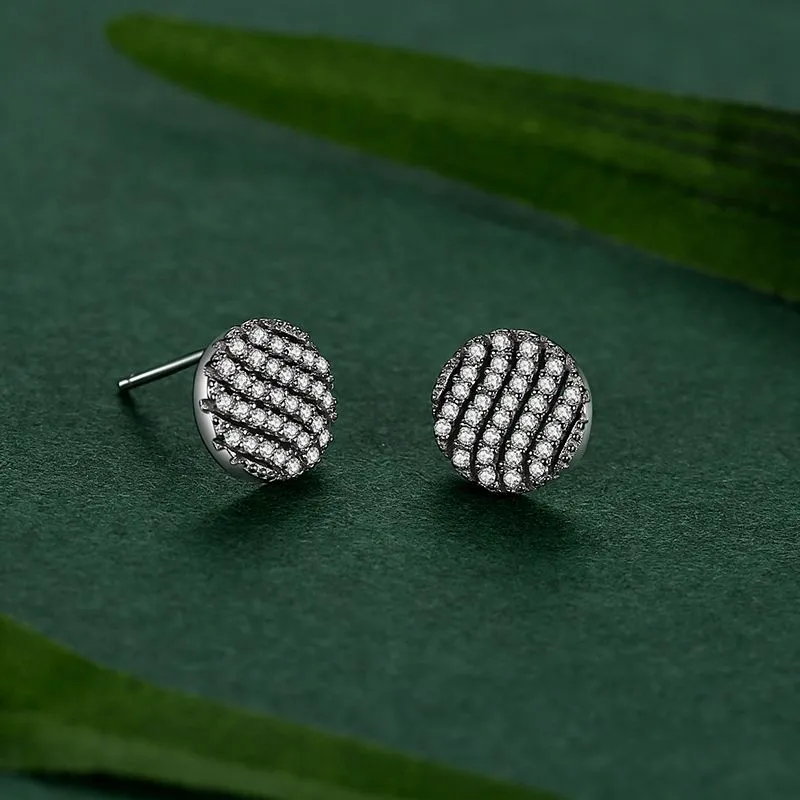 S925 Sterling Silver Round Diamond Earrings