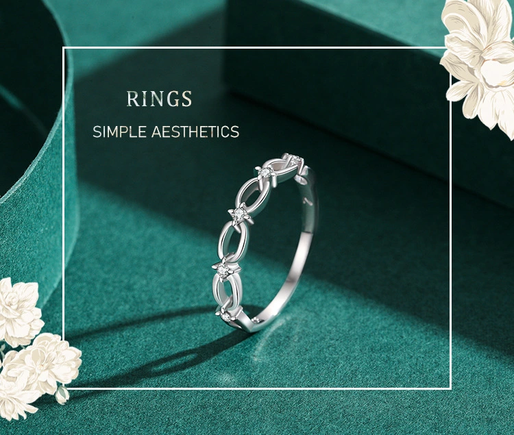 S925 Sterling Silver Chain Cutout Ring