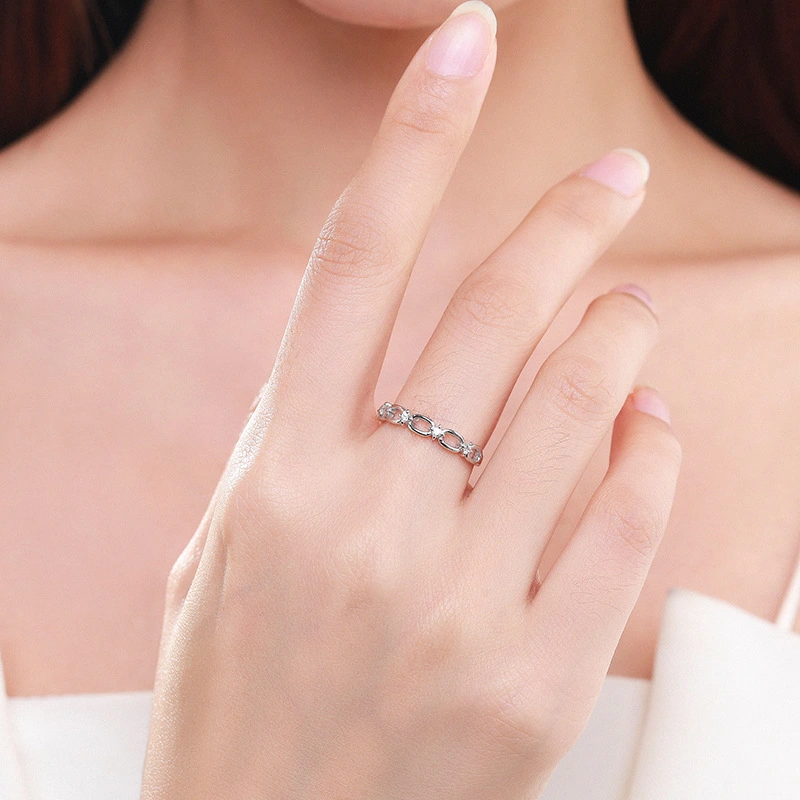 S925 Sterling Silver Chain Cutout Ring