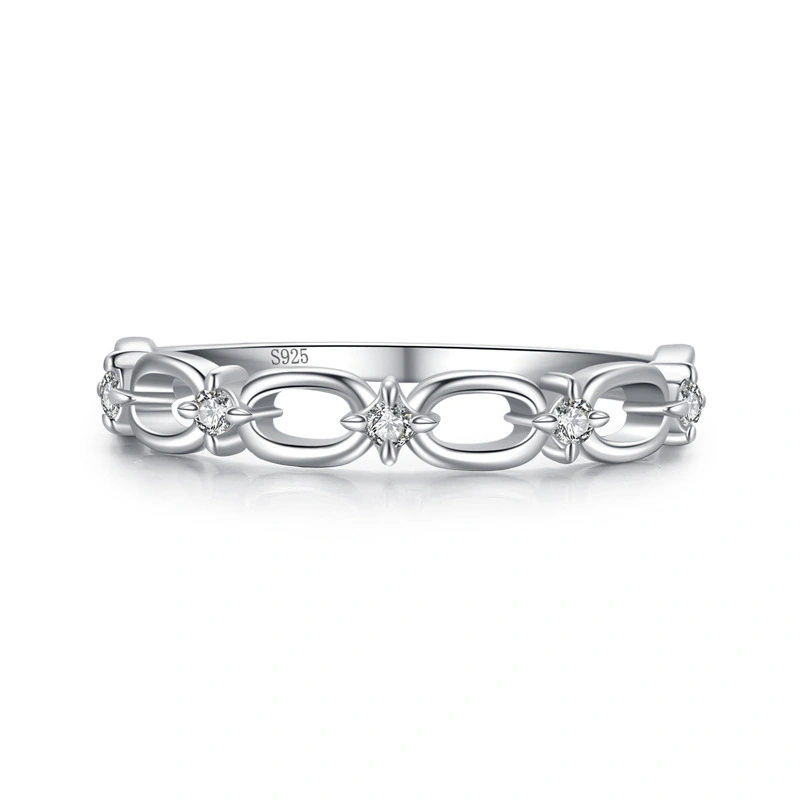 S925 Sterling Silver Chain Cutout Ring
